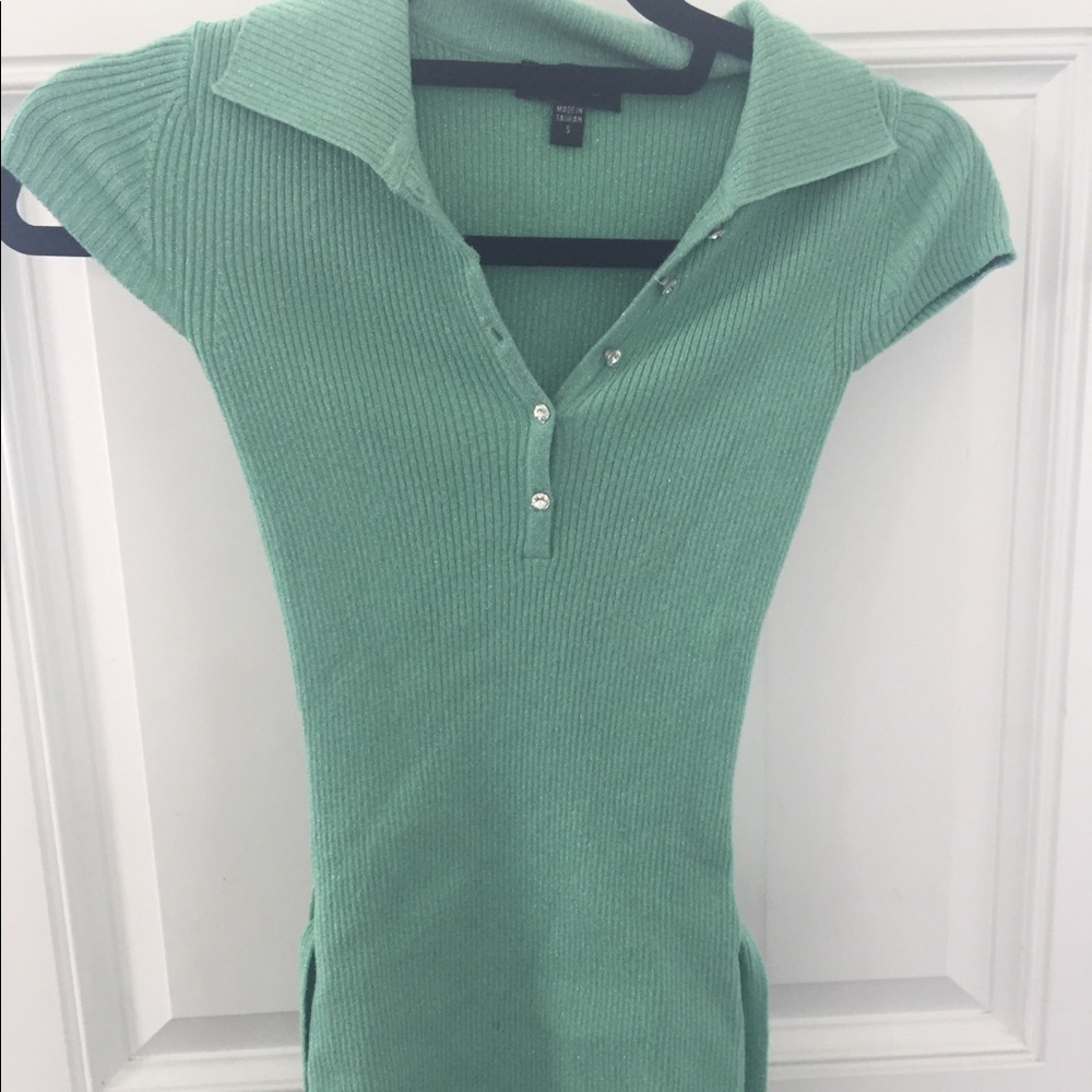 Bebe green metallic top